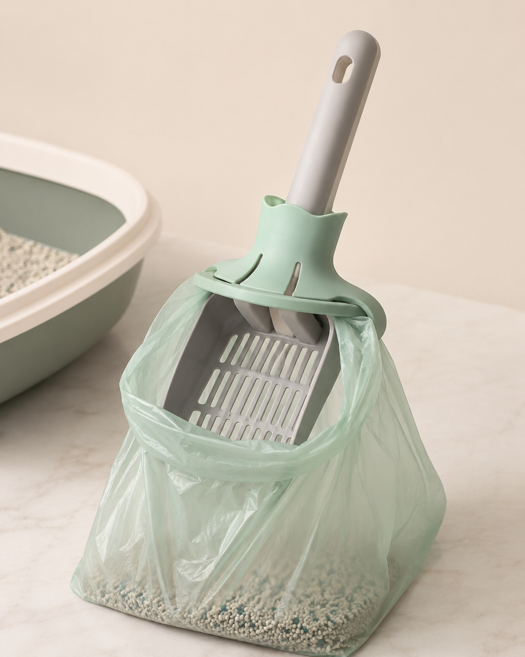 Cat Litter Scoop Bag Holder Set