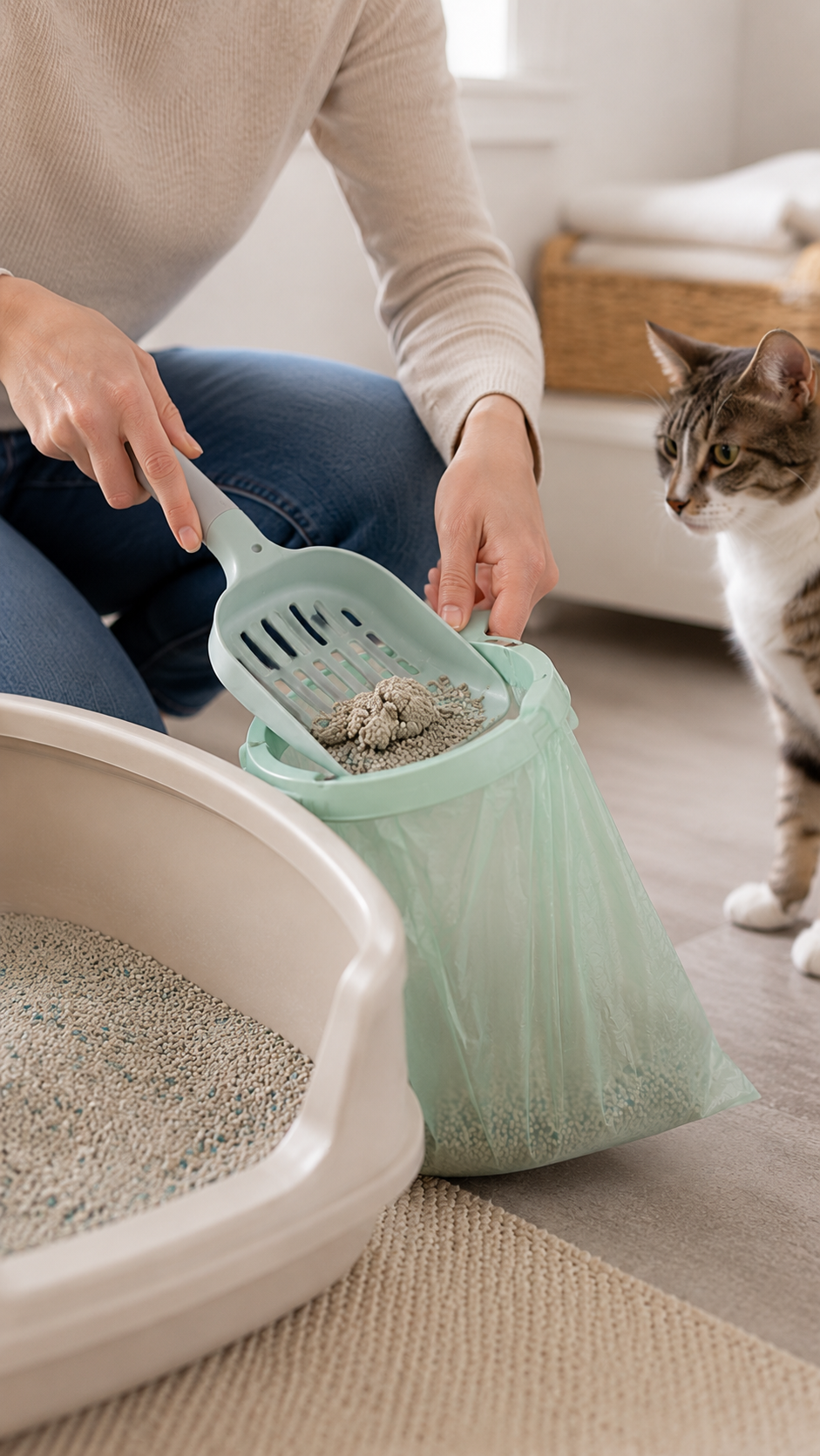 Cat Litter Scoop Bag Holder Set