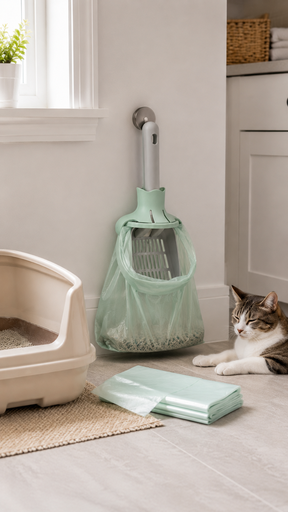 Cat Litter Scoop Bag Holder Set