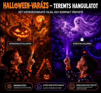 Billhol® 🎃 2026 Varázslatos Ujjra Húzható Vetítőfény – Limitált Halloween Kiadás 👻 24+ magával ragadó jelenet 6 tematikus világban