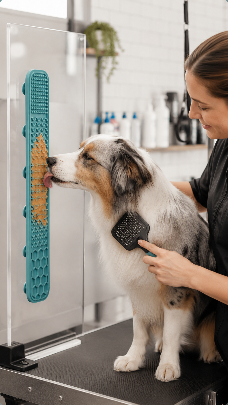 Wall-Mounted Dog Lick Mat & Grooming Board