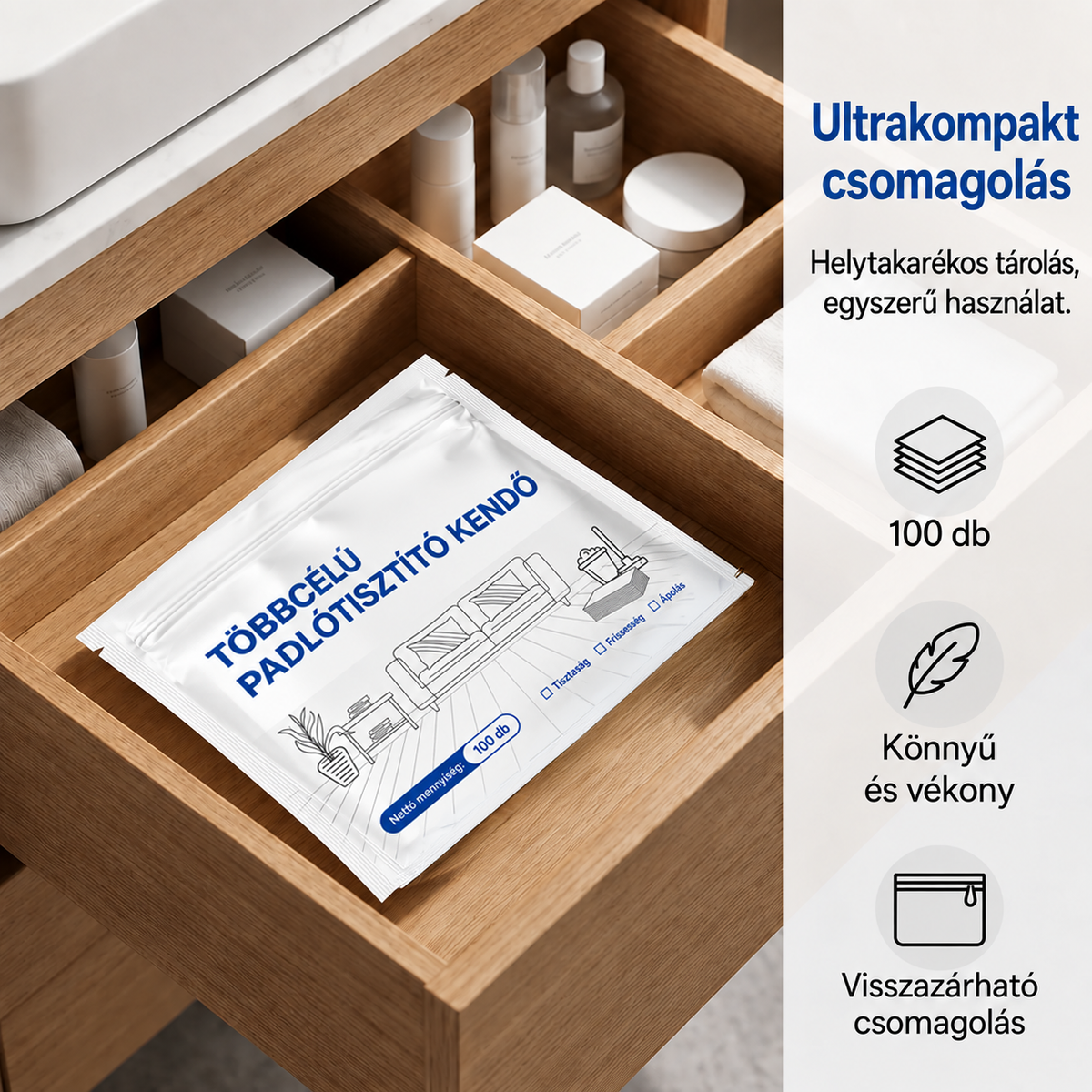 🧻 Mentaillatú💧vízben oldódó padlótisztító lapok