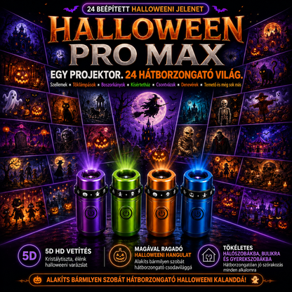 Billhol® 🎃 2026 Varázslatos Ujjra Húzható Vetítőfény – Limitált Halloween Kiadás 👻 24+ magával ragadó jelenet 6 tematikus világban